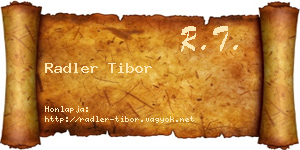 Radler Tibor névjegykártya